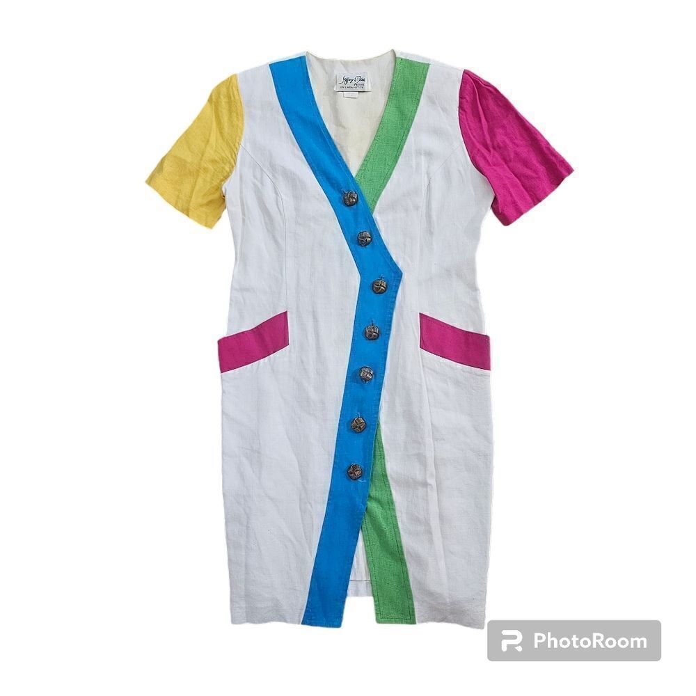 Jeffrey Dara by Linda Hutley Linen Midi Dress Size 6